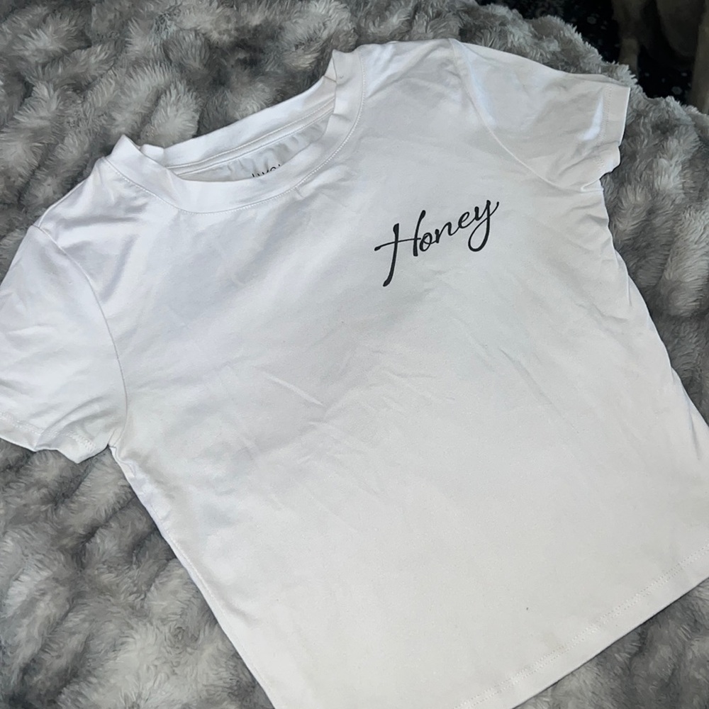White “honey” baby t